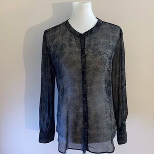 W.G.B. By Walter Baker Floral Black Sheer Blouse Office Datenight Whimsigoth